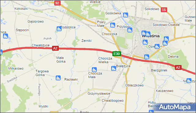 mapa Chocicza Wielka, Chocicza Wielka na mapie Targeo