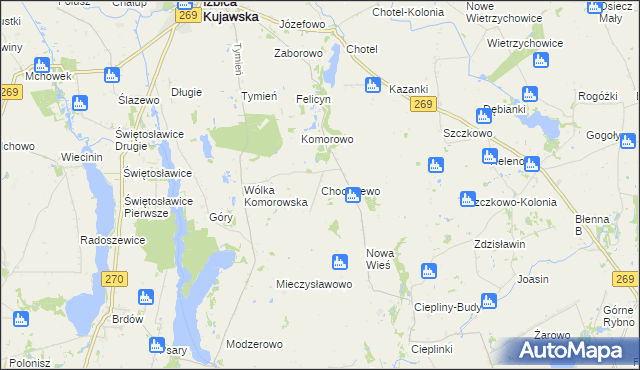 mapa Chociszewo gmina Izbica Kujawska, Chociszewo gmina Izbica Kujawska na mapie Targeo