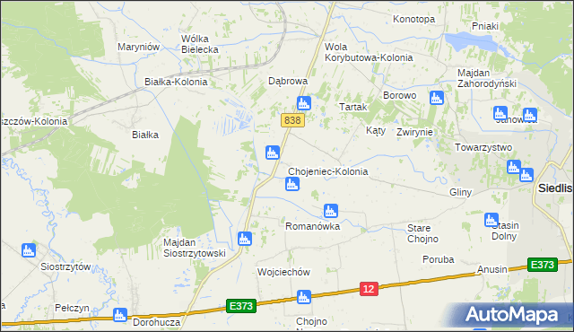 mapa Chojeniec-Kolonia, Chojeniec-Kolonia na mapie Targeo