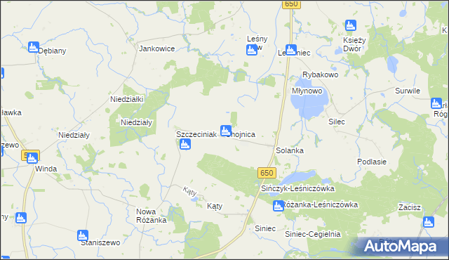 mapa Chojnica gmina Srokowo, Chojnica gmina Srokowo na mapie Targeo