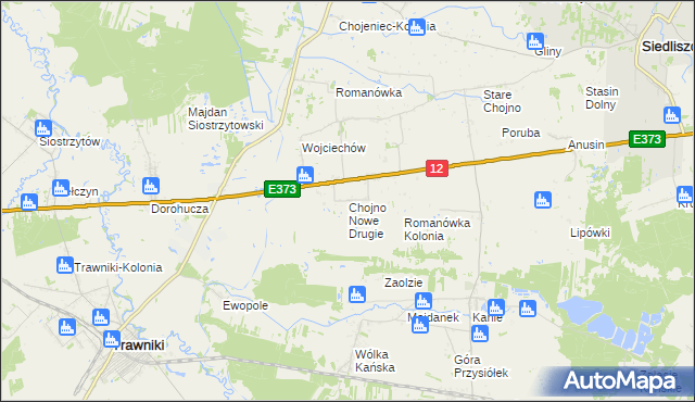 mapa Chojno Nowe Drugie, Chojno Nowe Drugie na mapie Targeo