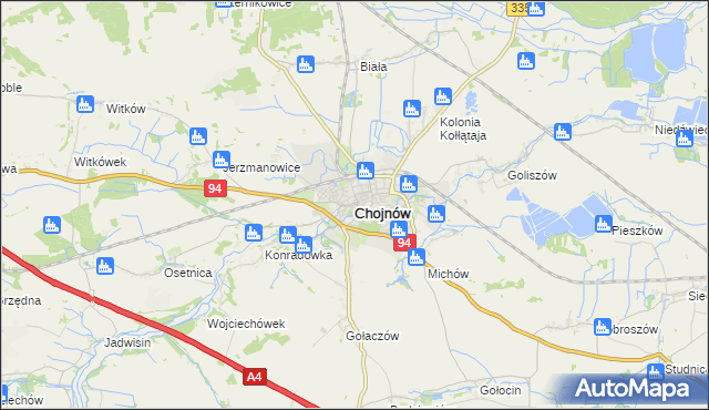 mapa Chojnów powiat legnicki, Chojnów powiat legnicki na mapie Targeo