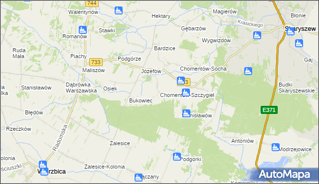 mapa Chomentów-Szczygieł, Chomentów-Szczygieł na mapie Targeo