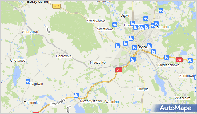 mapa Chomice gmina Bytów, Chomice gmina Bytów na mapie Targeo