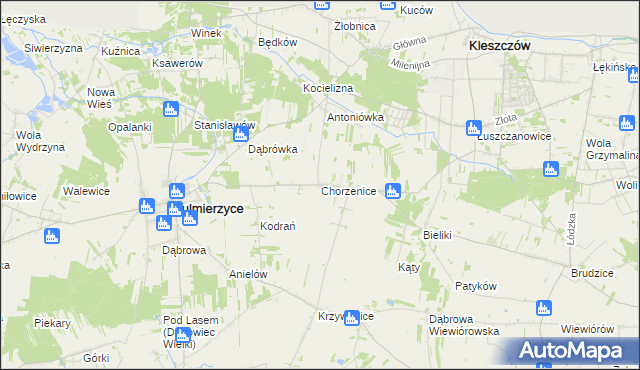 mapa Chorzenice gmina Sulmierzyce, Chorzenice gmina Sulmierzyce na mapie Targeo