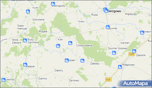 mapa Choszczewka gmina Dzierzgowo, Choszczewka gmina Dzierzgowo na mapie Targeo