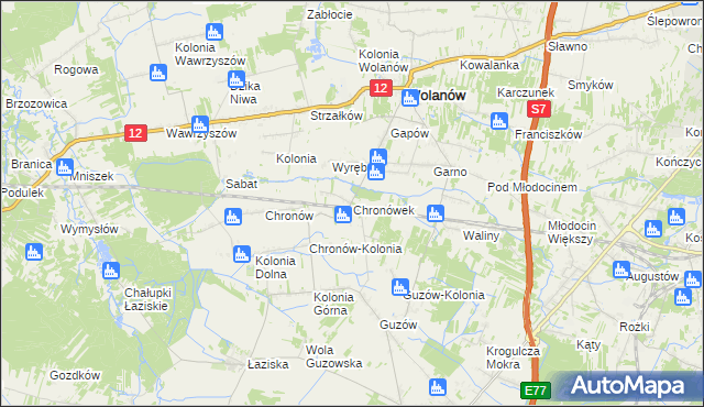 mapa Chronówek, Chronówek na mapie Targeo