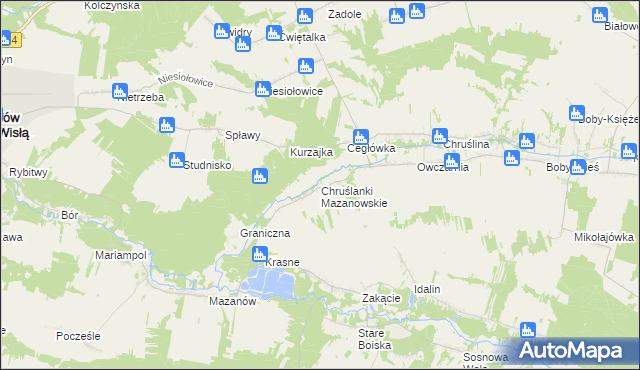 mapa Chruślanki Mazanowskie, Chruślanki Mazanowskie na mapie Targeo