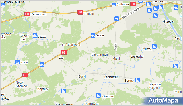mapa Chrzanowo gmina Rzewnie, Chrzanowo gmina Rzewnie na mapie Targeo