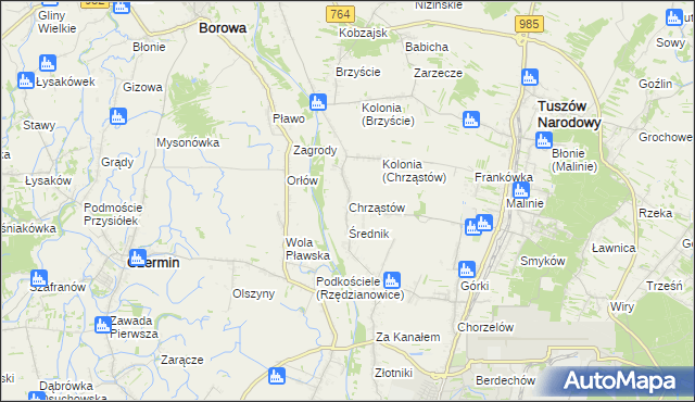 mapa Chrząstów gmina Mielec, Chrząstów gmina Mielec na mapie Targeo