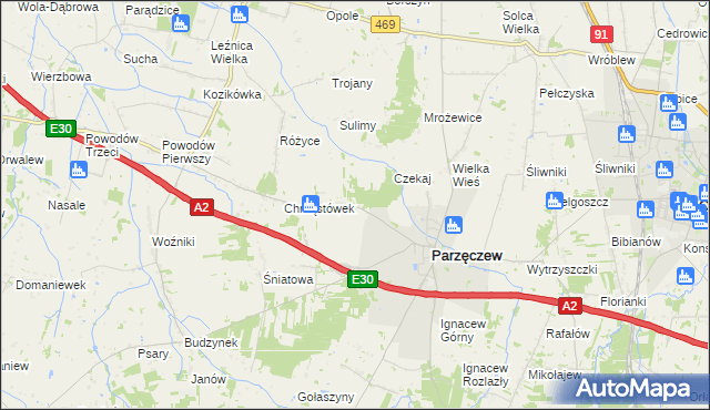mapa Chrząstów Wielki, Chrząstów Wielki na mapie Targeo