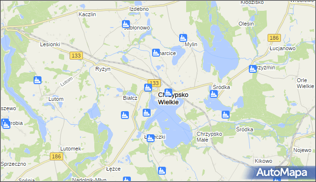 mapa Chrzypsko Wielkie, Chrzypsko Wielkie na mapie Targeo