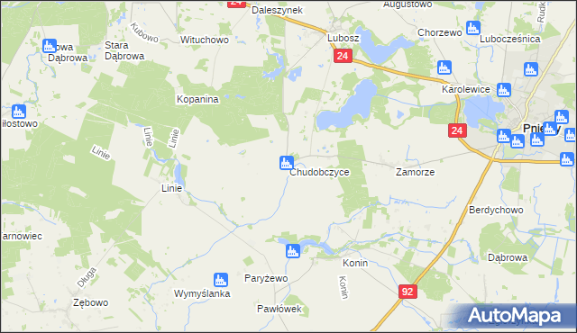 mapa Chudobczyce, Chudobczyce na mapie Targeo