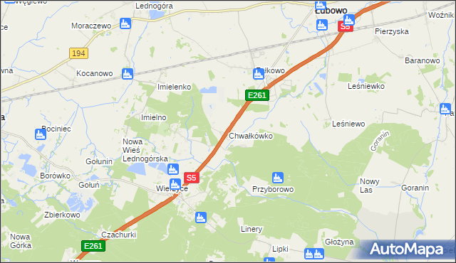 mapa Chwałkówko, Chwałkówko na mapie Targeo