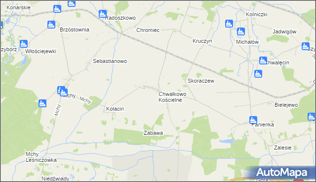 mapa Chwałkowo Kościelne, Chwałkowo Kościelne na mapie Targeo