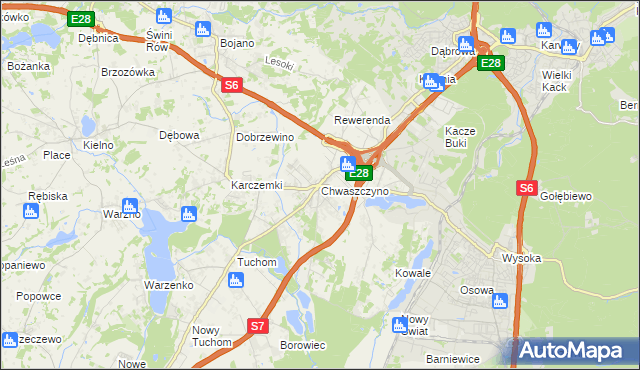 mapa Chwaszczyno, Chwaszczyno na mapie Targeo