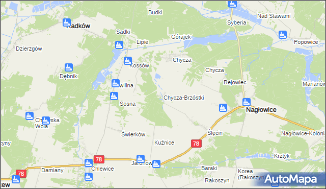 mapa Chycza-Brzóstki, Chycza-Brzóstki na mapie Targeo