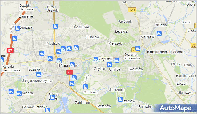 mapa Chyliczki gmina Piaseczno, Chyliczki gmina Piaseczno na mapie Targeo