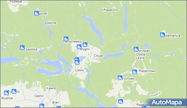 mapa Chyże gmina Bierzwnik, Chyże gmina Bierzwnik na mapie Targeo