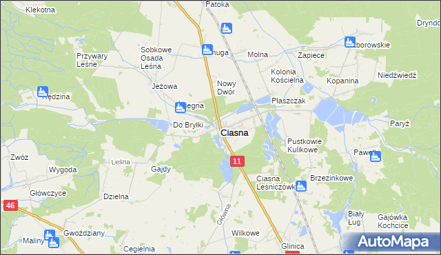 mapa Ciasna, Ciasna na mapie Targeo