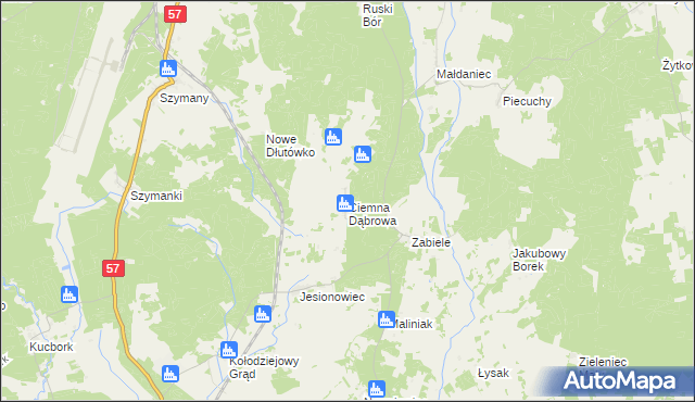 mapa Ciemna Dąbrowa, Ciemna Dąbrowa na mapie Targeo