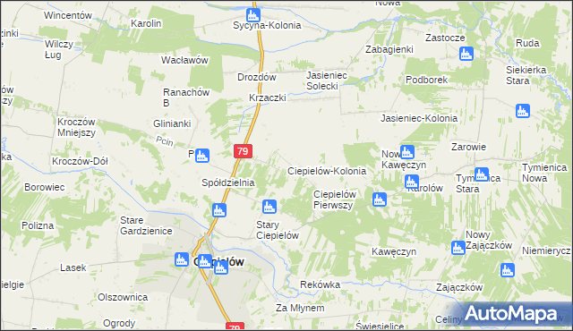 mapa Ciepielów-Kolonia, Ciepielów-Kolonia na mapie Targeo