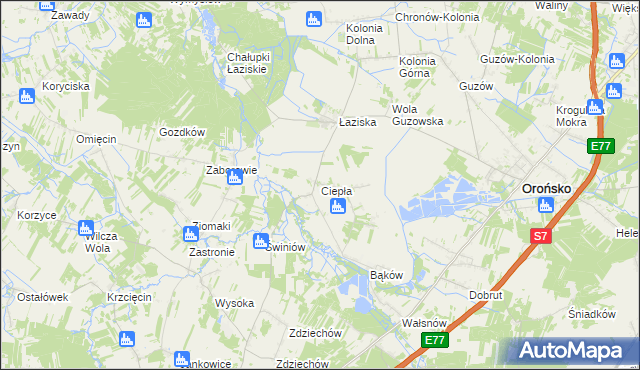 mapa Ciepła, Ciepła na mapie Targeo