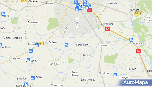 mapa Cierpigórz gmina Przasnysz, Cierpigórz gmina Przasnysz na mapie Targeo