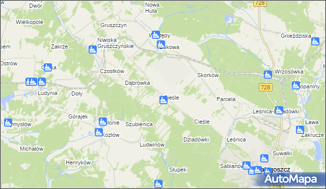 mapa Cieśle gmina Krasocin, Cieśle gmina Krasocin na mapie Targeo