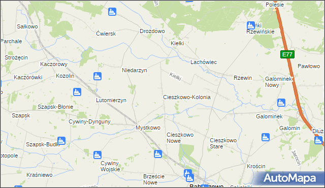 mapa Cieszkowo-Kolonia, Cieszkowo-Kolonia na mapie Targeo