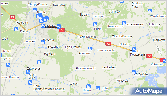 mapa Ciężków gmina Poddębice, Ciężków gmina Poddębice na mapie Targeo