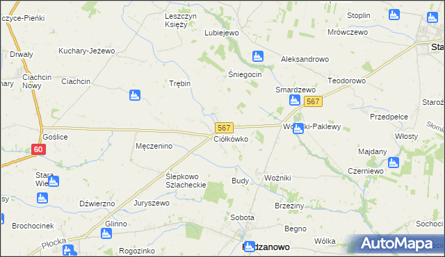 mapa Ciółkowo, Ciółkowo na mapie Targeo