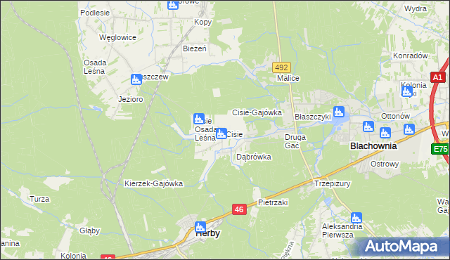 mapa Cisie gmina Blachownia, Cisie gmina Blachownia na mapie Targeo