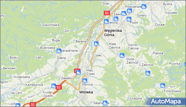 mapa Cisiec, Cisiec na mapie Targeo