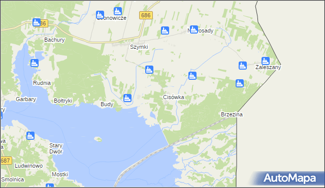 mapa Cisówka gmina Michałowo, Cisówka gmina Michałowo na mapie Targeo