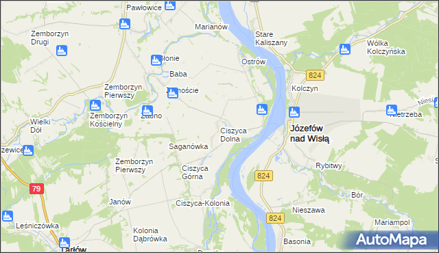 mapa Ciszyca Dolna, Ciszyca Dolna na mapie Targeo