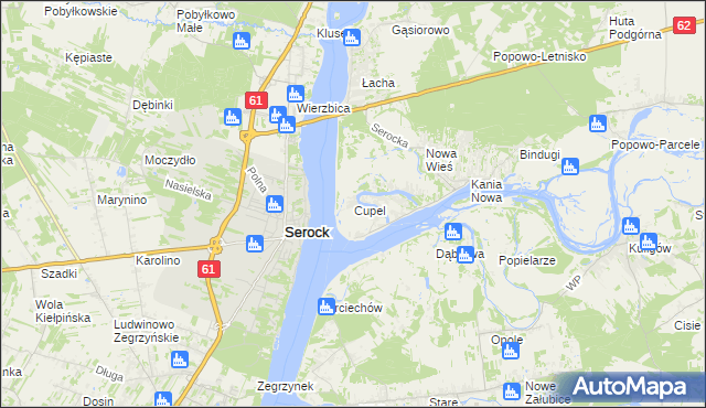 mapa Cupel gmina Serock, Cupel gmina Serock na mapie Targeo