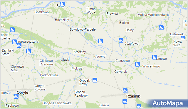 mapa Cygany gmina Obryte, Cygany gmina Obryte na mapie Targeo