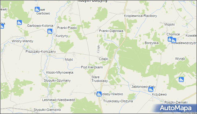 mapa Czajki gmina Sokoły, Czajki gmina Sokoły na mapie Targeo