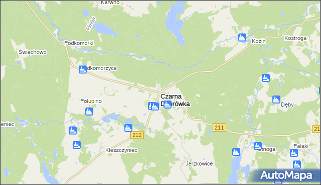 mapa Czarna Dąbrówka powiat bytowski, Czarna Dąbrówka powiat bytowski na mapie Targeo