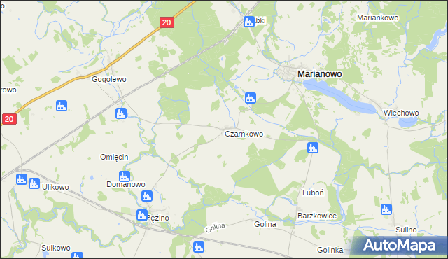 mapa Czarnkowo gmina Marianowo, Czarnkowo gmina Marianowo na mapie Targeo