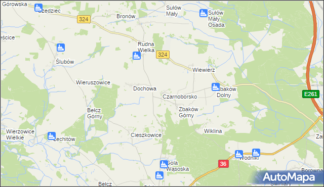 mapa Czarnoborsko, Czarnoborsko na mapie Targeo