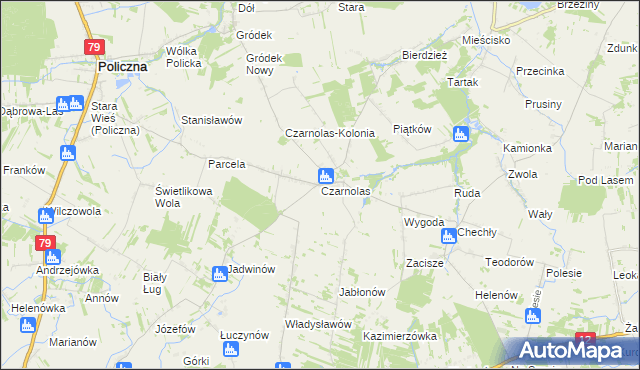 mapa Czarnolas gmina Policzna, Czarnolas gmina Policzna na mapie Targeo