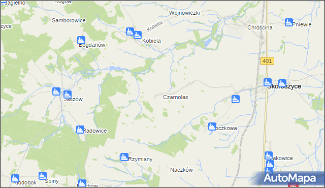 mapa Czarnolas gmina Skoroszyce, Czarnolas gmina Skoroszyce na mapie Targeo