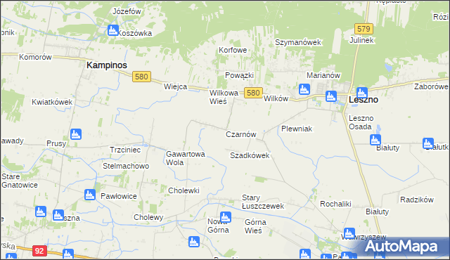 mapa Czarnów gmina Leszno, Czarnów gmina Leszno na mapie Targeo