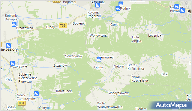 mapa Czarnowiec gmina Osieck, Czarnowiec gmina Osieck na mapie Targeo
