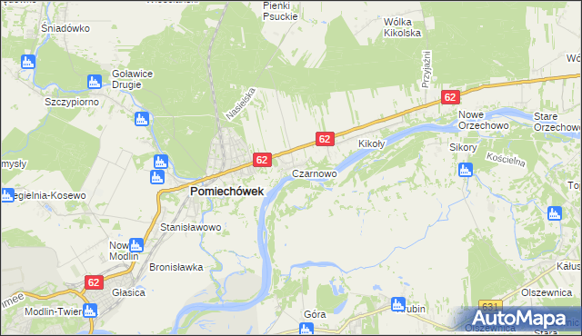 mapa Czarnowo gmina Pomiechówek, Czarnowo gmina Pomiechówek na mapie Targeo