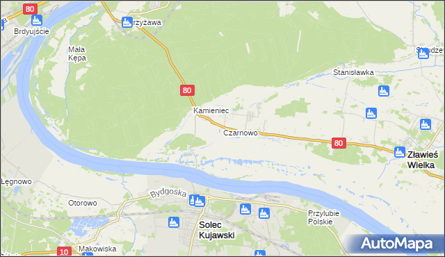 mapa Czarnowo gmina Zławieś Wielka, Czarnowo gmina Zławieś Wielka na mapie Targeo