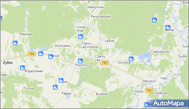 mapa Czarny Las gmina Żytno, Czarny Las gmina Żytno na mapie Targeo