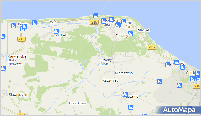 mapa Czarny Młyn gmina Puck, Czarny Młyn gmina Puck na mapie Targeo